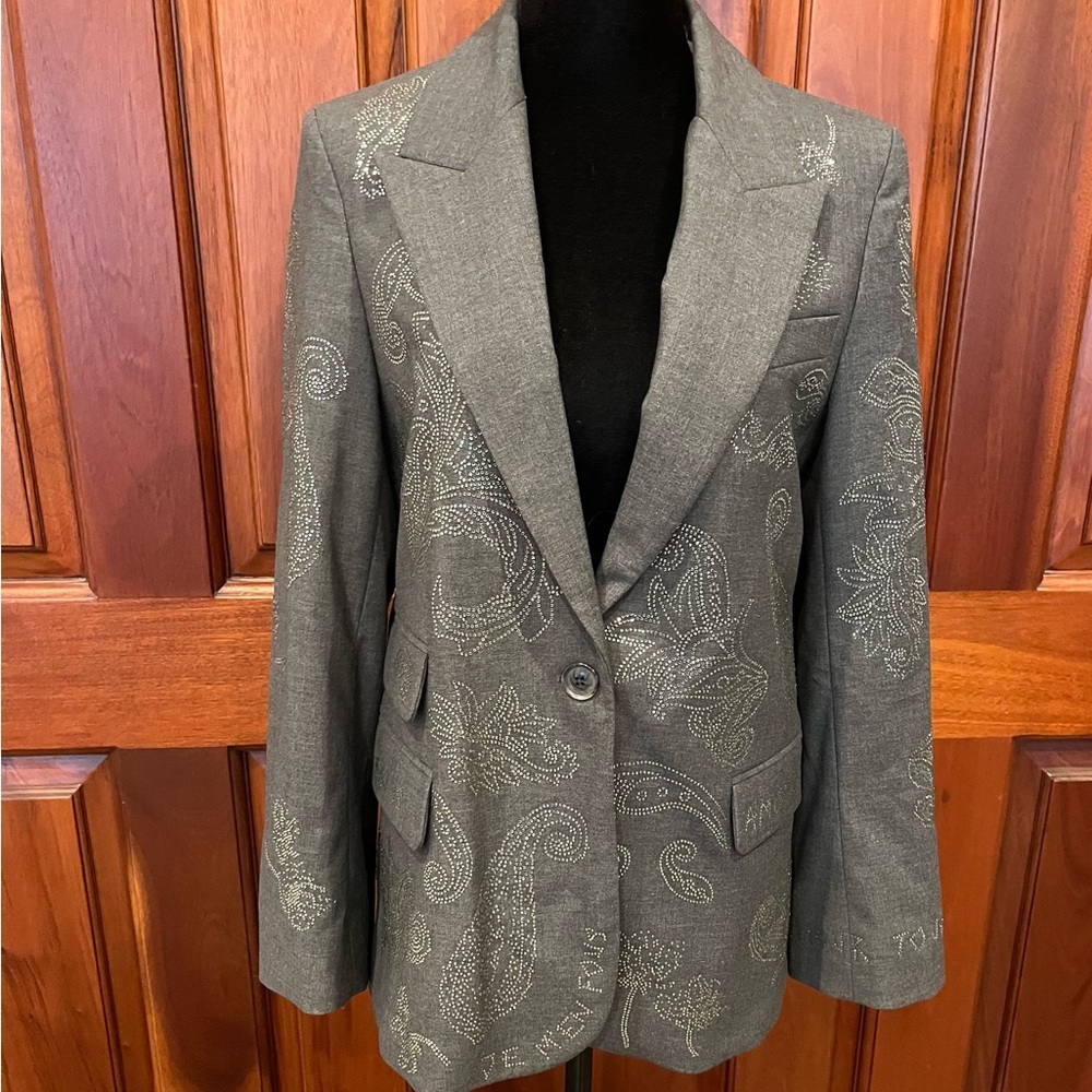 Zadig & Voltaire Women's Size 36 Grey Venus Paisley-embellished Blazer $798 - Picture 5 of 16